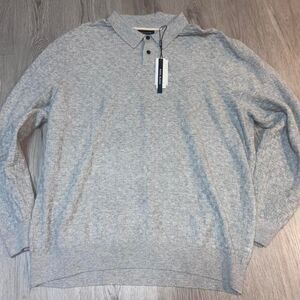 Tahari Men's Grey Knitted Polo-shirt XL